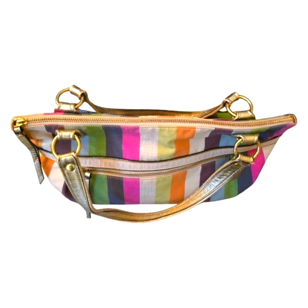 COACH Legacy Poppy Colorful Striped Sequin Large Glam Boho 19021 Tote - Picture 4 of 15